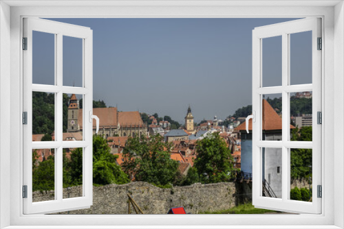 Picturesque Brasov panoramic view. Brasov, Transylvania, Romania.