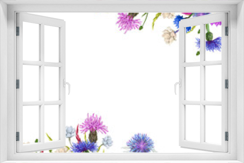 Fototapeta Naklejka Na Ścianę Okno 3D -  wildflowers cornflowers design for greeting card illustration on isolated white background