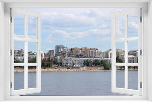 Samara city - view from a motor ship sailing on the Volga River