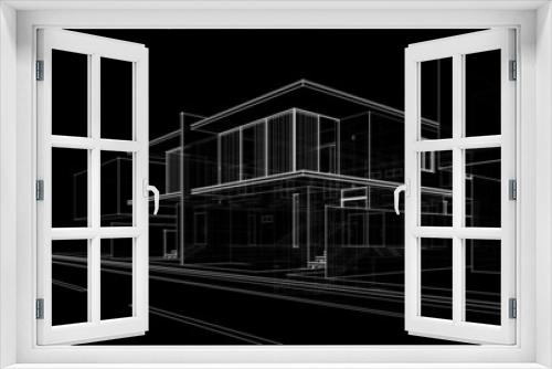 Fototapeta Naklejka Na Ścianę Okno 3D - House architecture digital drawing 3d illustration