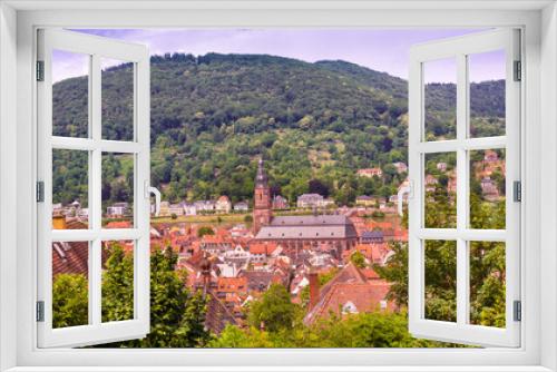 Fototapeta Naklejka Na Ścianę Okno 3D - View from Heidelberg Castle to Heidelberg, Holy Spirit Church and Neckar_Heidelberg, Baden Wuerttemberg, Germany