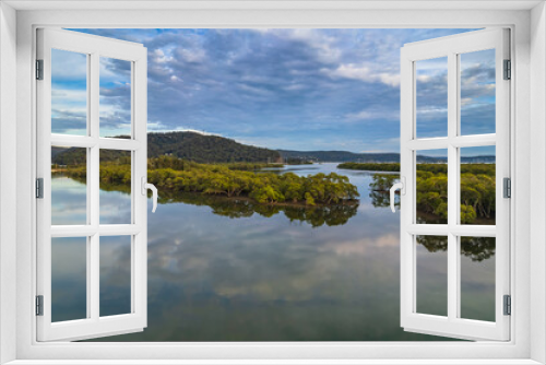 Fototapeta Naklejka Na Ścianę Okno 3D - Clouds and reflections early morning waterscape