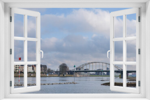 Fototapeta Naklejka Na Ścianę Okno 3D - Wilhelminabrug over de IJssel bij Deventer, Overijssel province, The Netherlands