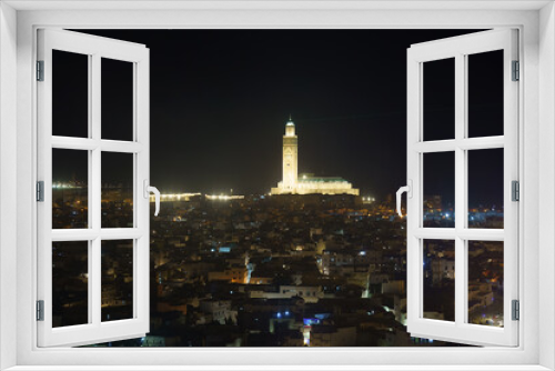 Fototapeta Naklejka Na Ścianę Okno 3D - Casablanca cityscape: Old medina and Hassan II Mosque, HDR Image