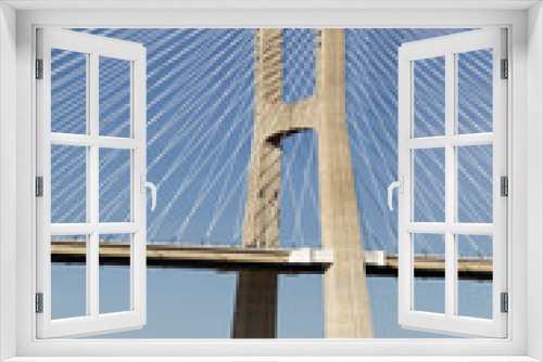 Fototapeta Naklejka Na Ścianę Okno 3D - part of Vasco da Gama bridge