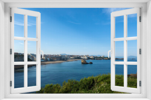 Fototapeta Naklejka Na Ścianę Okno 3D - Bucht von Biarritz, links Grande Plage, Region Nouvelle Aquitaine, Les Landes, Frankreich