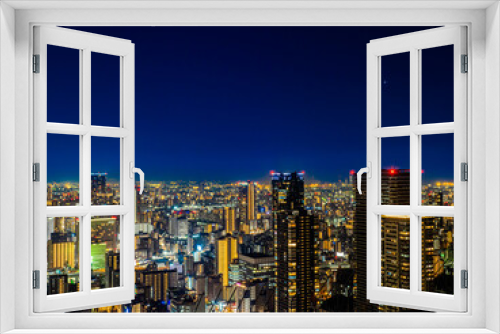 Fototapeta Naklejka Na Ścianę Okno 3D - 【大阪梅田】高層階から見渡す都会の夜景