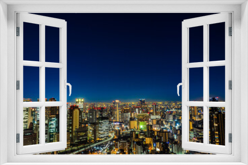 Fototapeta Naklejka Na Ścianę Okno 3D - 【大阪梅田】高層階から見渡す都会の夜景