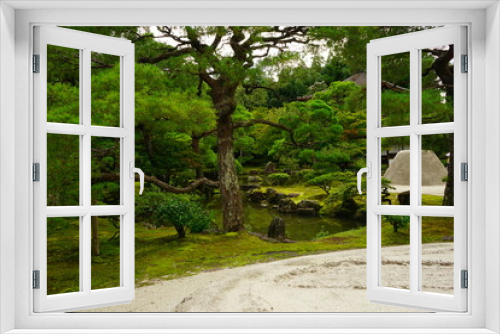 Fototapeta Naklejka Na Ścianę Okno 3D - Japanese garden at Ginkaku-ji Temple or Silver Pavilion in Kyoto, Japan - 日本 京都 銀閣寺 銀沙灘 枯山水	