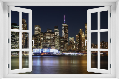 Fototapeta Naklejka Na Ścianę Okno 3D - Manhattan skyline at night