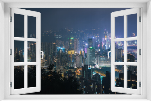 Fototapeta Naklejka Na Ścianę Okno 3D - hong kong night cityscape