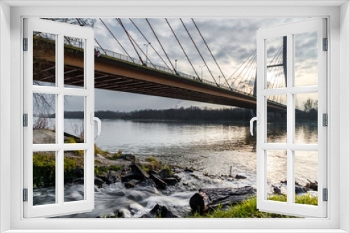 Fototapeta Naklejka Na Ścianę Okno 3D - rzeka Wisła, most, woda