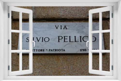 Fototapeta Naklejka Na Ścianę Okno 3D - Italy: Road signal (Silvio Pellico Street).
