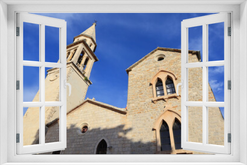 Fototapeta Naklejka Na Ścianę Okno 3D - Cathedral of St. John in Old Town of  Budva, Montenegro
