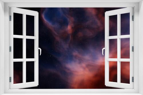 Fototapeta Naklejka Na Ścianę Okno 3D - colorful space background with stars, nebula gas cloud in deep outer space, science fiction illustrarion 3d render	