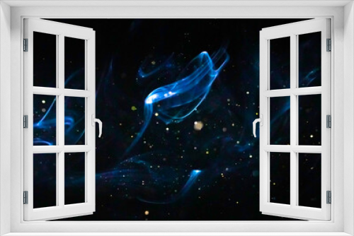 Fototapeta Naklejka Na Ścianę Okno 3D - Abstract blue smoke with sparkles background