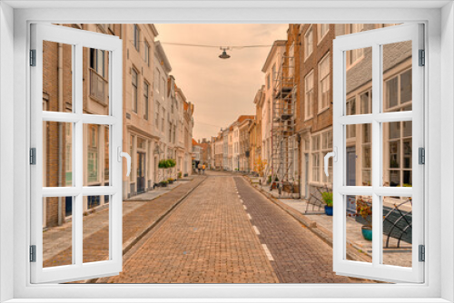 Fototapeta Naklejka Na Ścianę Okno 3D - Streetview of Gortstraat, city of Middelburg, The Netherlands.