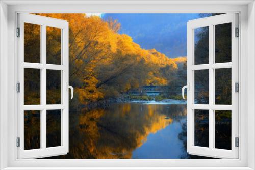 Fototapeta Naklejka Na Ścianę Okno 3D - Rzeka Wisła w Ustroniu jesienią