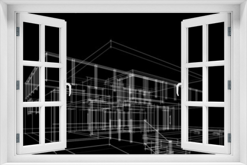 Fototapeta Naklejka Na Ścianę Okno 3D - House project architectural drawing 3d illustration