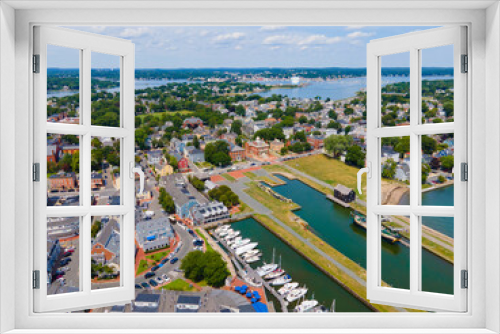 Fototapeta Naklejka Na Ścianę Okno 3D - Aerial view of Custom House in Salem Maritime National Historic Site in city of Salem, Massachusetts MA, USA. 