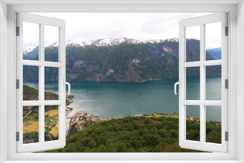 Fototapeta Naklejka Na Ścianę Okno 3D - view of  the Aurlandsfjord, a branch off of the Sognefjord, Norway