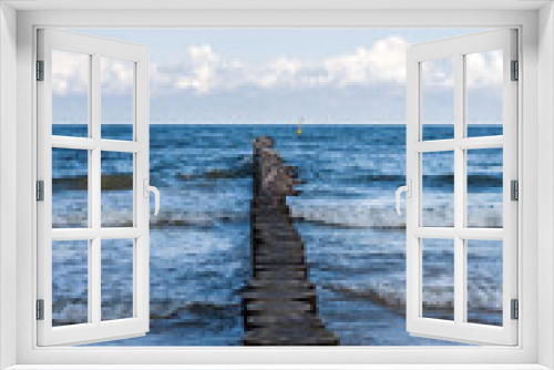 Fototapeta Naklejka Na Ścianę Okno 3D - falochron more Bałtyk bałtyckie plaża