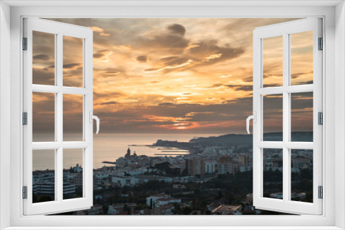 Fototapeta Naklejka Na Ścianę Okno 3D - Panoramic sunset view of Sitges, Spain