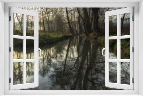 Fototapeta Naklejka Na Ścianę Okno 3D - Poranek nad leśną rzeką