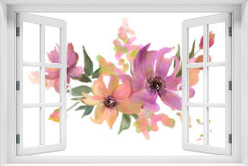 Fototapeta Naklejka Na Ścianę Okno 3D - Cute hand painted flowers. Digital illustration. Invitation. Wedding card. Birthday card. High quality photo
