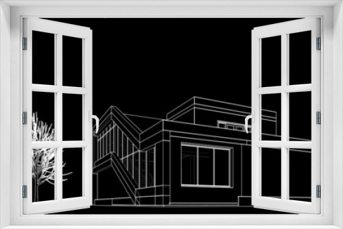 Fototapeta Naklejka Na Ścianę Okno 3D - modern architecture digital background 3d illustration