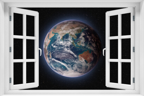 Fototapeta Naklejka Na Ścianę Okno 3D - Planet Earth against dark starry sky background, elements of this image furnished by NASA