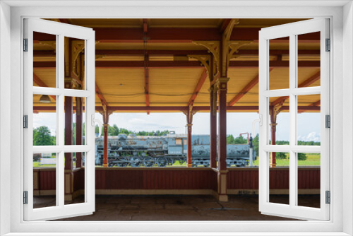 Fototapeta Naklejka Na Ścianę Okno 3D - View of old vintage railway station, Haapsalu, Estonia