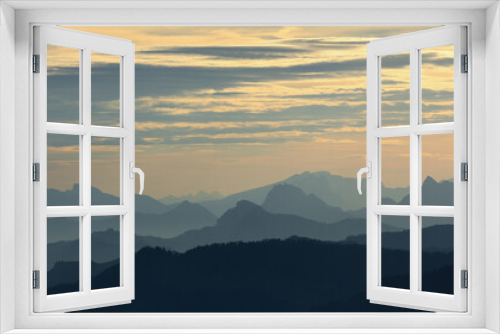 Fototapeta Naklejka Na Ścianę Okno 3D - Mystic summer morning.Swiss mountains at sunrise.