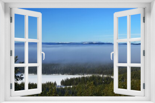 Fototapeta Naklejka Na Ścianę Okno 3D - View on Swedish winter landscape in fog