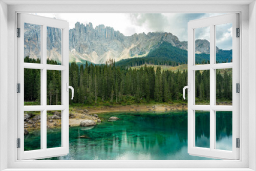 Fototapeta Naklejka Na Ścianę Okno 3D - Lago di Carezza, Dolomiti