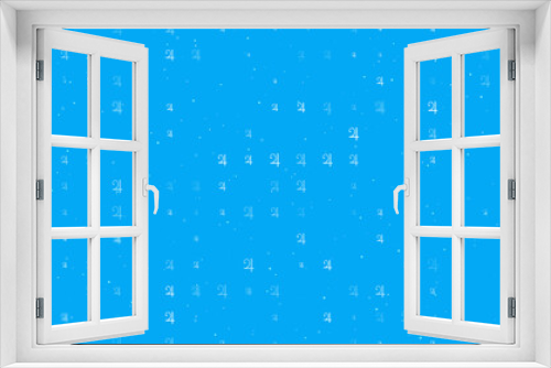 Fototapeta Naklejka Na Ścianę Okno 3D - Seamless background pattern of evenly spaced white jupiter astrological symbols of different sizes and opacity. Vector illustration on light blue background with stars