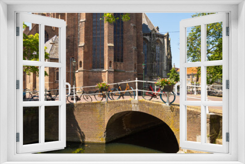 Fototapeta Naklejka Na Ścianę Okno 3D - Center of the picturesque medieval city of Delft.