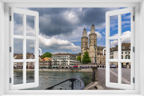 Fototapeta Naklejka Na Ścianę Okno 3D - Grossmunster church, Zurich, Switzerland