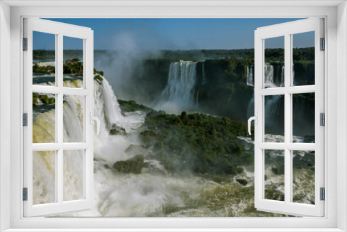 Fototapeta Naklejka Na Ścianę Okno 3D - Panoramic view of the Iguaçu Falls from the Brazilian side. Foz do Iguaçu, Brazil.