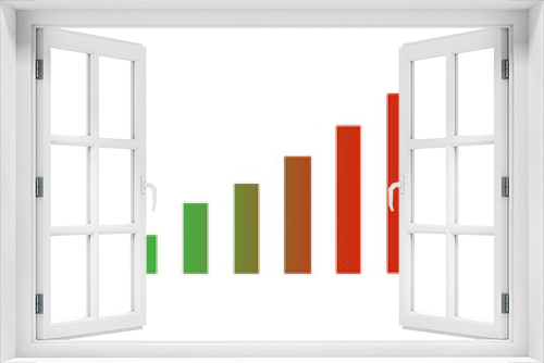 growing bar graph green to red on white background