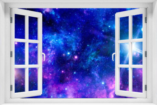 Fototapeta Naklejka Na Ścianę Okno 3D - Deep Space Purple Nebula with Bright stars