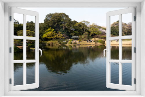 Fototapeta Naklejka Na Ścianę Okno 3D - lake in the park, Japanese garden with a lake, garden in spring