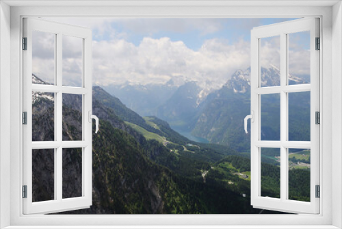 Fototapeta Naklejka Na Ścianę Okno 3D - Panorama opening from Kehlstain mountain, the Bavarian Alps, Germany	