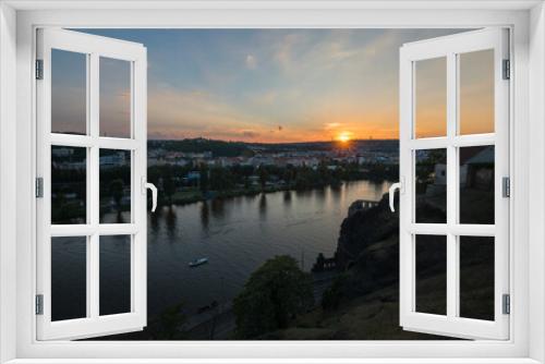 Fototapeta Naklejka Na Ścianę Okno 3D - View of a beautiful sunset at Vysehrad - Prague, Czech Republic