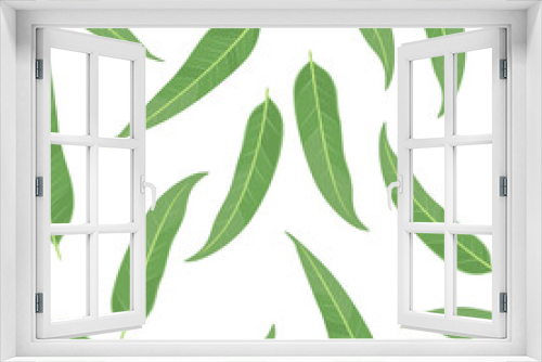 Fototapeta Naklejka Na Ścianę Okno 3D - Green eucalyptus leaves seamless pattern. Botanical background. Vector illustration of medical herb. Cartoon flat style.