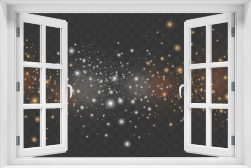 Fototapeta Naklejka Na Ścianę Okno 3D - The dust sparks and golden stars shine with special light. Vector sparkles on a transparent background. Christmas light effect. Sparkling magical dust