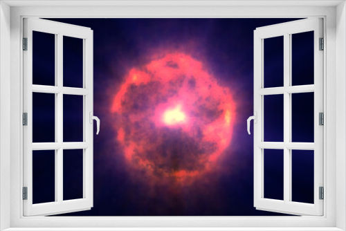 Fototapeta Naklejka Na Ścianę Okno 3D - fire flame ball explosion in space, illustration