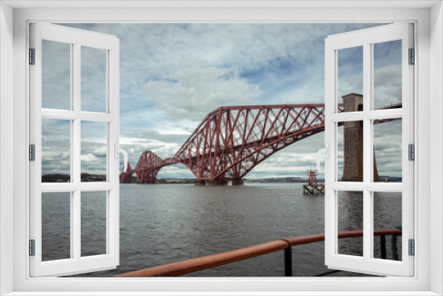 Fototapeta Naklejka Na Ścianę Okno 3D - Red bridge over the sea