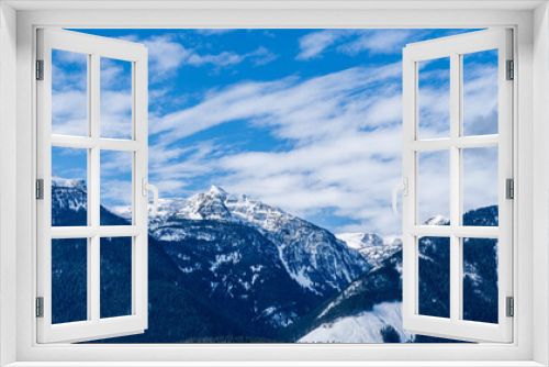 Fototapeta Naklejka Na Ścianę Okno 3D - panorama of huge mountains covered by snow british columbia canada