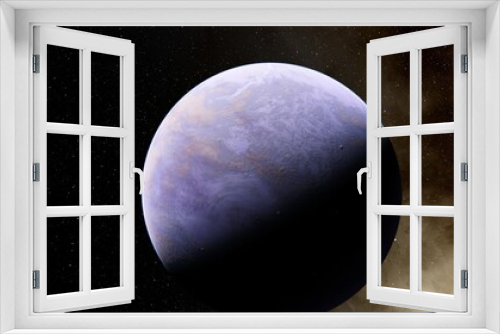 Fototapeta Naklejka Na Ścianę Okno 3D - planet suitable for colonization, earth-like planet in far space, planets background 3d render	
